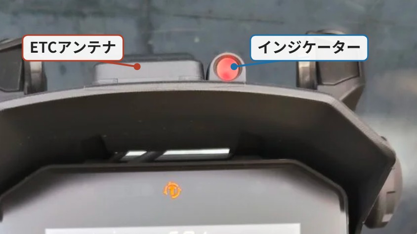 ADV160のメーター上に付けたETCアンテナとインジケーターの位置